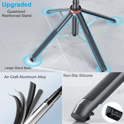 Adofys KS-10 wireless bluetooth Extendable tripod+selfie stick Tripod (Black, Supports Up to 500 g) Tripod image 4