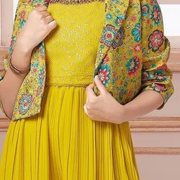 xomantic fashion Women Georgette, Cotton Silk Crop Top Palazzo Ethnic Jacket Set image 2