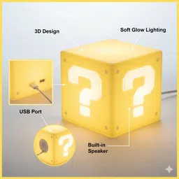 flyingwing 3D Mario Cube Sound Lamp | USB Rechargeable LED Light Night Lamp image 2