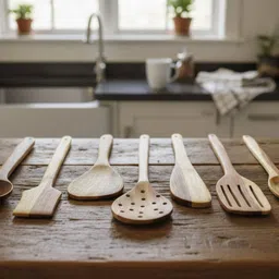 asenterprisesr Wooden Kitchen Utensil Set, 7 Pieces, Cooking Spoons and Spatulas Wooden Table Spoon Set-picture-23