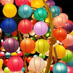 shuang you Hanging paper MulticolorLantern Pack of 10 L 12 inch 22 Multicolor Paper Hanging Lantern image 2