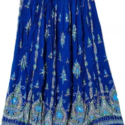 peekdee Women Embroidered Flared Blue Skirt-picture-10