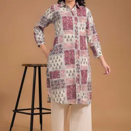 saanwri Women Floral Print Pure Cotton A-line Kurta image 4