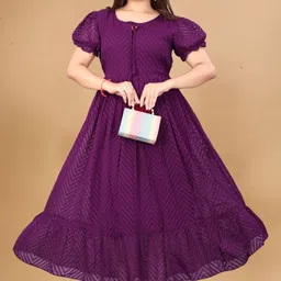 qena Solid Georgette Stitched Flared/A-line Gown image 5