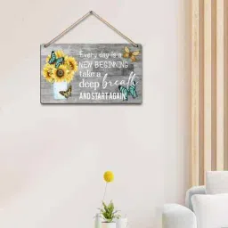 Motivational Quote Wooden Wall Hanging Decor|Every Day Is A New Beginning-image-5