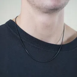 adf Stainless Steel Fancy 0.9mm black pipe Chain for men and women. Silver Plated Stainless Steel Chain image 4