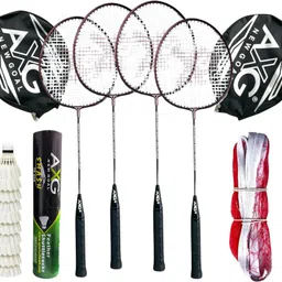 Scratch resistant A-2000 Racquets set of 4 with 10 Feather Shuttles & Net Badminton Kit-image-58