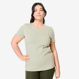 Women's Crew Neck Cotton T-Shirt - Sage Green-image-42