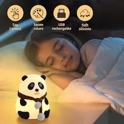 crentila Panda Night Lamp Silicone Touch Color Changing LED Rechargeable Night Lamp image 4