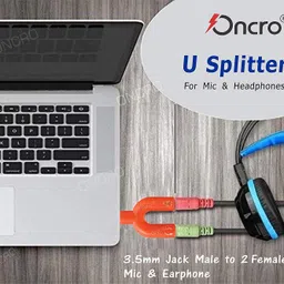ONCRO Red 2 in 1 U shape 3.5mm audio jack to headphone stereo microphone splitter adapter Phone Converter image 3