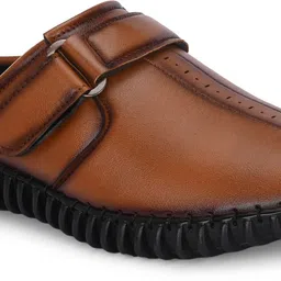 kastava Half Sandals, Tan Slip-On Open Shoe Casuals For Men image 5