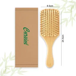 cursive Neem Wood Paddle Hair Comb, Wide Tooth Frizz Comb, Natural Comb for Men & Women image 2