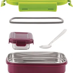 flipkart smartbuy Insulated Inner Steel & Outer Plastic Airtight Leak-Proof Lunch Box for Kids 2 Containers Lunch Box image 4