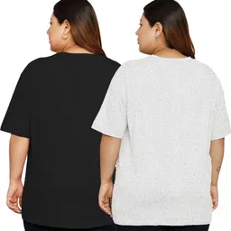 elite soul Pack of 2 Women Graphic Print Round Neck Cotton Blend Multicolor T-Shirt image 2