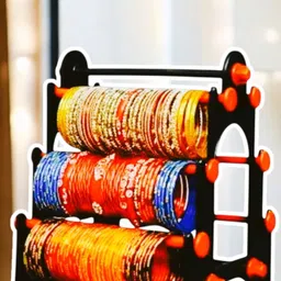 abirami kitchens taj Mahal(Black with Red)Chudi stand,bangle holder,Plastic Bangle stand Jewellery Organizer image 2