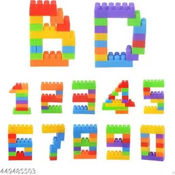 devdarsh Colorful Building Bricks and Blocks - 100-Piece Set in a Cute Bag for Kids image 2