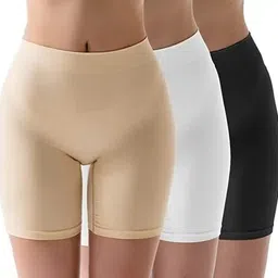 bodymuse Pack of 3 Solid Women White, Beige, Black Gym Shorts-picture-26