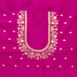 vivida enterprise Unstitched Art Silk Blouse Material Embroidered image 2