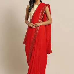 Sangria Floral Printed Border Silk Blend Saree-picture-35