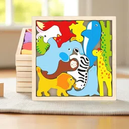 vhd Multicolor Wooden Animal Puzzle – Fun & Educational Toy for Kids W101-picture-25