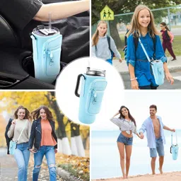 house of quirk Water Bottle Carrier Bag with Phone Pocket for 40/30 oz Tumbler-Only Bag image 5