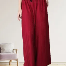 irha Pack of 2 Women Regular Fit Black, Maroon Viscose Rayon Trousers image 4