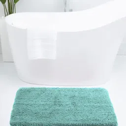 Aqua Solid Polyester 30x18 Inches Super Soft Bath Mat By Luxe Home International-image-12