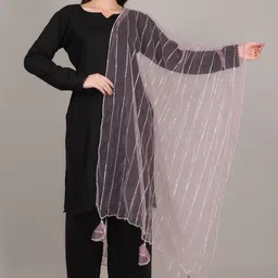 trendz hack Net Embellished Peach Women Dupatta image 5