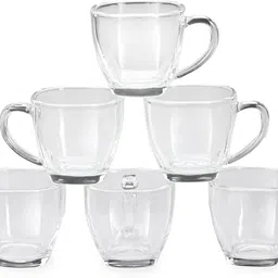 afast Pack of 6 Glass Clear Glass Cup | Stylish & Easy-To-Handle Mug For Hot Beverages, Pack Of 6 -A8 image 4