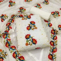 vortiga Unstitched Cotton Blend Salwar Suit Material Embroidered-picture-17