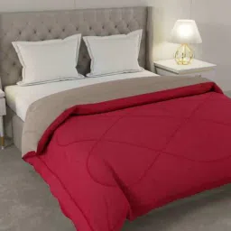 jaipur fabric Red Cotton Solid 250 GSM Double Bed Comforter-picture-23