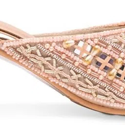 Rocia By Regal Rose Gold Women Embroidered Kitten Heel Mules Mojaris For Women image 3