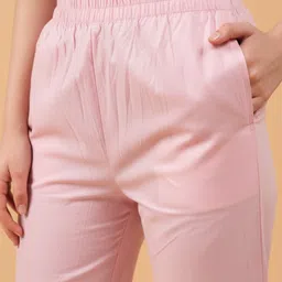 vastiram Women Flared Pink Pure Cotton Trousers image 4