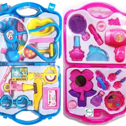 hatello Combo of Doctor Set and Beauty Set Toy for Kids image 1