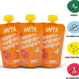 happa Organic Apples Mangoes And Multigrain Fruit And Grain Puree Cereal-picture-12