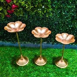 cozzy dera Taj urli bowl set 3 tea light candle holder & floating diya stand /home decor Decorative Showpiece - 42 cm image 2