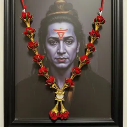 roma Red Rose Garland Mala for Photo Frame Atrificial Velvet rose, Moti Garland image 2