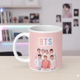 haniza BTS Printed Ceramic Coffee with Keychain – 11 oz Ceramic Coffee Mug image 5