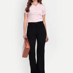 broadstar Women Flared Black Lycra Blend Trousers image 5