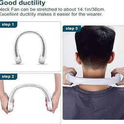 Totthar Portable Neck Fan Hands Free Bladeless USB Fan 3 Speed Rechargeable Cooling Fan vaneless Hanging Neck Fan USB Fan image 3