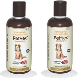 Pet Care Anti-parasitic, Anti-microbial, Anti-itching pethex shampoo 200+200ml (pack of 2) Anti-itching fresh Dog Shampoo-image-1