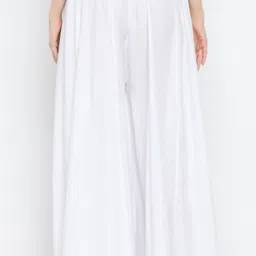 classi kaari Women Flared White Polycotton Trousers image 3