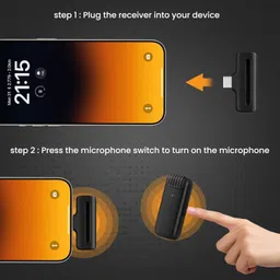 gentle e kart J13 Dual Mic Type-C & ios Receiving Jack) Dual Channel, Noise-Cancelling Lapel Microphone image 2