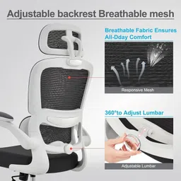 drogo Ergonomic Office Chair for Work from Home Computer Chair with Lumbar Support Mesh Office Adjustable Arm Chair image 4