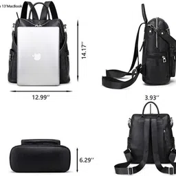 womenbuzz Medium 25 L Laptop Backpack Purse for Women Convertible Travel Vintage PU Leather Shoulder image 4