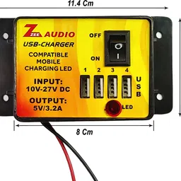 symfonia 12v-24v Usb Charger Complete Mobile Charger With 4 Usb Socket and LED Indicator 3.2 A Bike Mobile Charger image 4