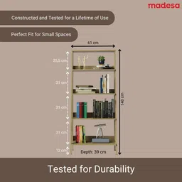 madesa Ladder Shelf Engineered Wood Open Book Shelf image 3