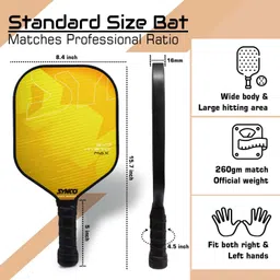 synco Pickleball Paddle Racket Hybrid Yellow | Picklebat with Cover and Cushion Grip| Pickleball Paddle image 5