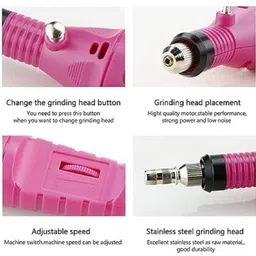 bluedeal Professional Portable Electric Nail Drill,Acrylic Nail Kit, Nail Tools image 5