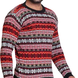 grand line Men Printed Round Neck Black Sweater image 3